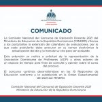 Comunicado: Extensión calendario evaluación del concurso de oposición.